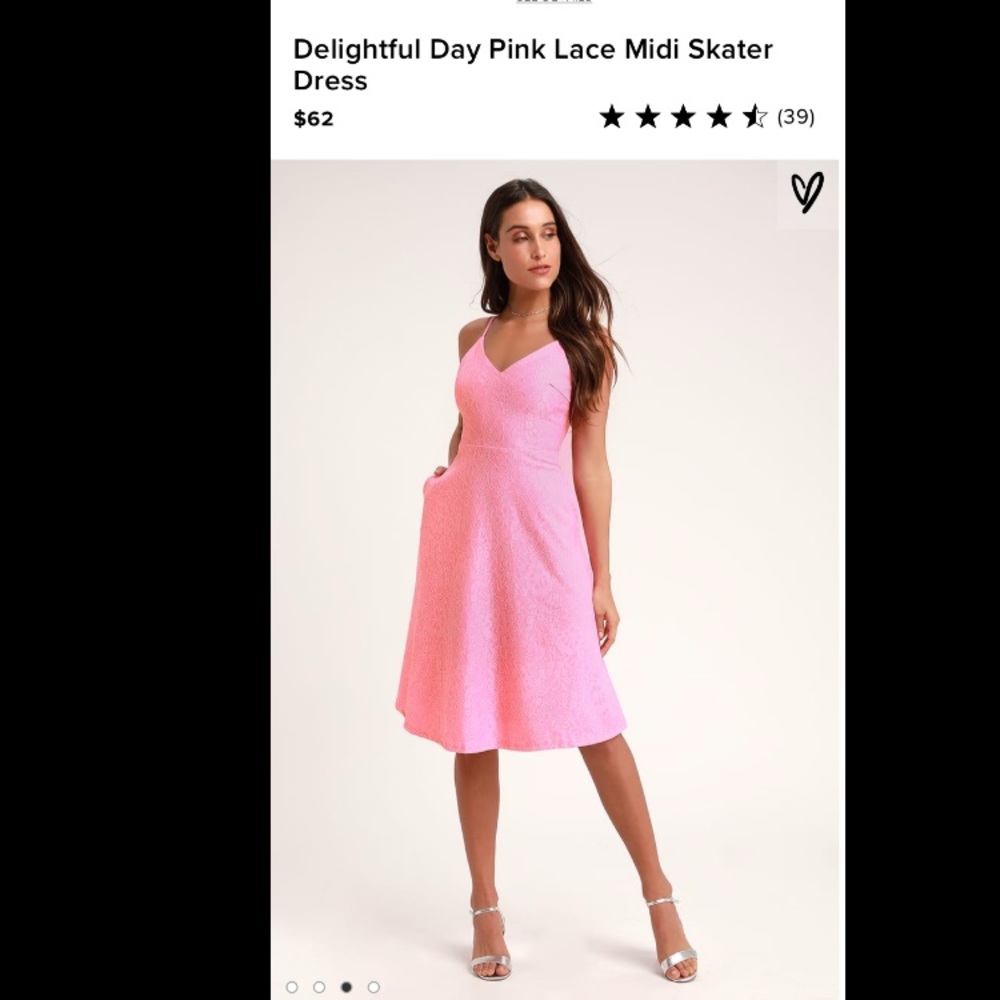 Lulu's Delightful Day Pink Lace Midi Skater Dress